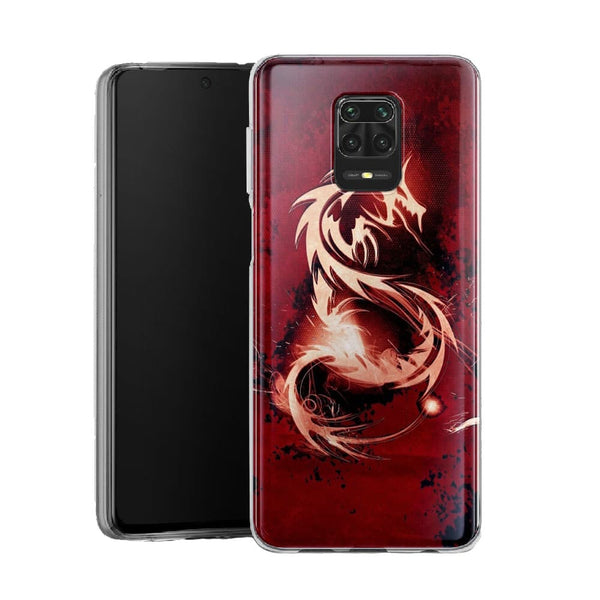Coque pour Xiaomi Note 9 Dragon Rouge | Housse Silicone, Etui Antichoc / Motif Manga